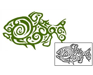 Marine Life Tattoo Green Tribal Fish