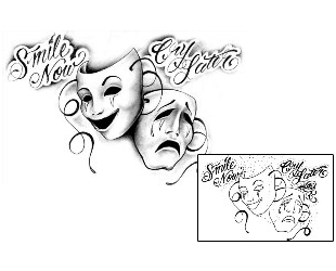 Comedy Tragedy Mask Tattoo SAF-00120