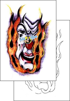 Fire – Flames Tattoo clown-tattoos-sacred-clown-scf-00102