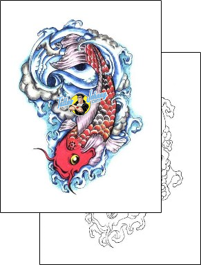 Fish Tattoo marine-life-koi-tattoos-sacred-clown-scf-00117