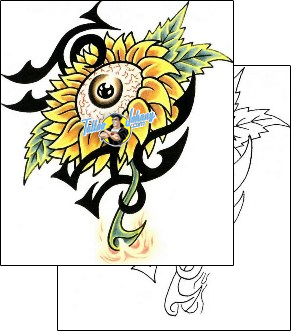 Sunflower Tattoo plant-life-sunflower-tattoos-sacred-clown-scf-00678