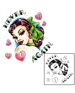 Woman Tattoo Never Again Heartbreak Tattoo