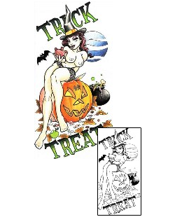 Witch Tattoo Trick or Treat Witch Tattoo