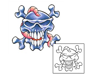 New School Tattoo Crossbones Worm Tattoo