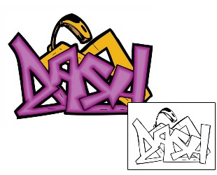 Picture of Dash Graffiti Lettering Tattoo