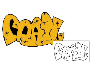Picture of Frail Yellow Graffiti Lettering Tattoo