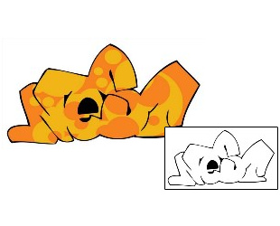 Picture of Orange Nest Graffiti Lettering Tattoo