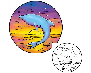 Dolphin Tattoo Marine Life tattoo | THF-00024