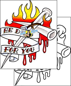 Fire – Flames Tattoo cross-tattoos-toast-tof-00062