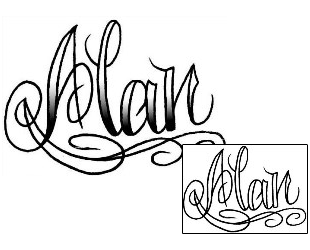 Lettering Tattoo Alan Script Lettering Tattoo