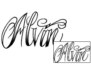 Picture of Alvin Script Lettering Tattoo