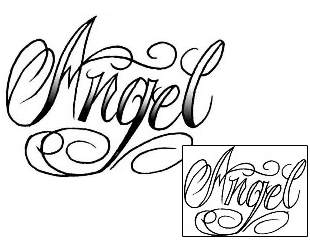 Picture of Angel Script Lettering Tattoo