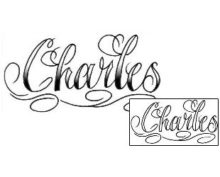Picture of Charles Script Lettering Tattoo