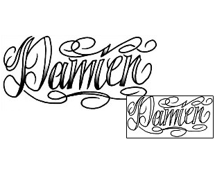 Picture of Damien Script Lettering Tattoo