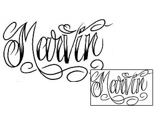 Picture of Marvin Script Lettering Tattoo