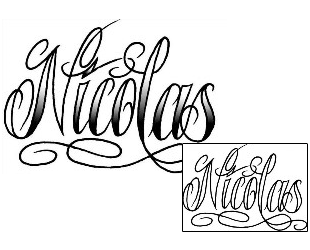 Picture of Nicolas Script Lettering Tattoo