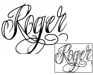 Picture of Roger Script Lettering Tattoo