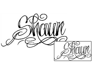 Picture of Shaun Script Lettering Tattoo
