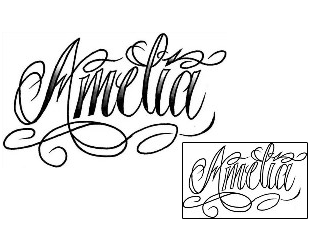 Lettering Tattoo Amelia Script Lettering Tattoo