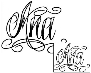 Picture of Ana Script Lettering Tattoo