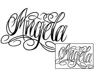 Picture of Angela Script Lettering Tattoo