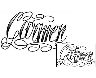 Picture of Carmen Script Lettering Tattoo