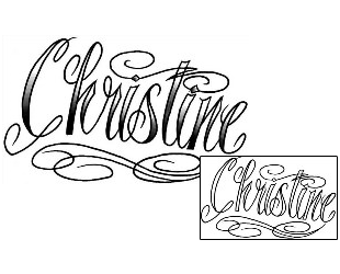 Picture of Christine Script Lettering Tattoo