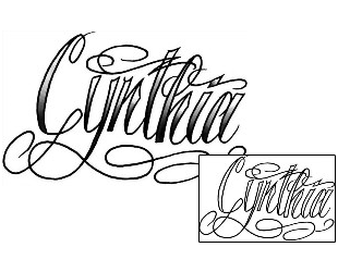 Picture of Cynthia Script Lettering Tattoo