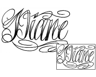 Picture of Diane Script Lettering Tattoo
