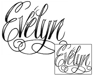 Picture of Evelyn Script Lettering Tattoo