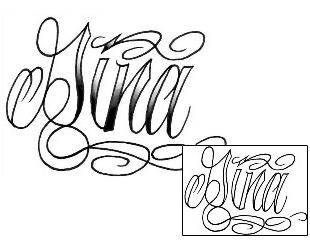 Lettering Tattoo Gina Script Lettering Tattoo