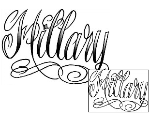 Picture of Hillary Script Lettering Tattoo
