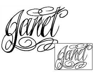 Picture of Janet Script Lettering Tattoo