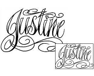 Picture of Justine Script Lettering Tattoo