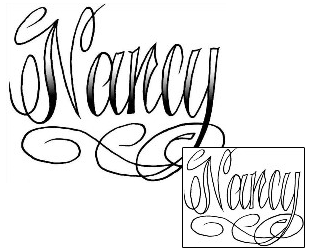 Picture of Nancy Script Lettering Tattoo