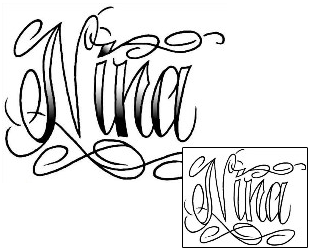 Picture of Nina Script Lettering Tattoo