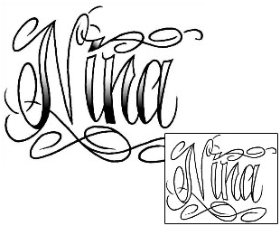 Lettering Tattoo Nina Script Lettering Tattoo