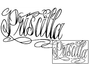 Picture of Priscilla Script Lettering Tattoo