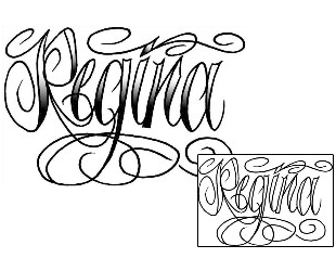 Picture of Regina Script Lettering Tattoo