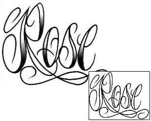 Picture of Rose Script Lettering Tattoo