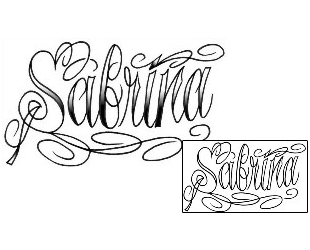 Picture of Sabrina Script Lettering Tattoo