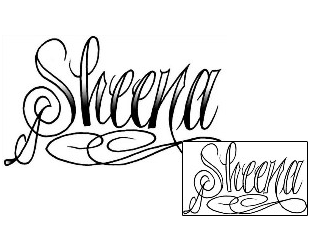 Picture of Sheena Script Lettering Tattoo