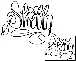 Picture of Shelly Script Lettering Tattoo