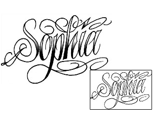 Picture of Sophia Script Lettering Tattoo