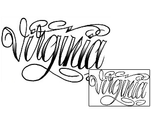 Picture of Virginia Script Lettering Tattoo